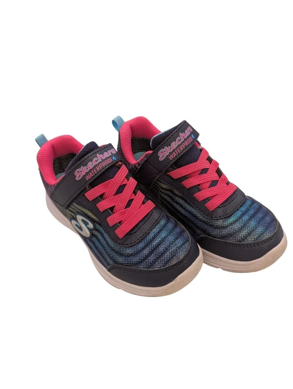 Skechers Girls Waterproof Athletic Shoe - Teal & Hot Pink Size 12.5
